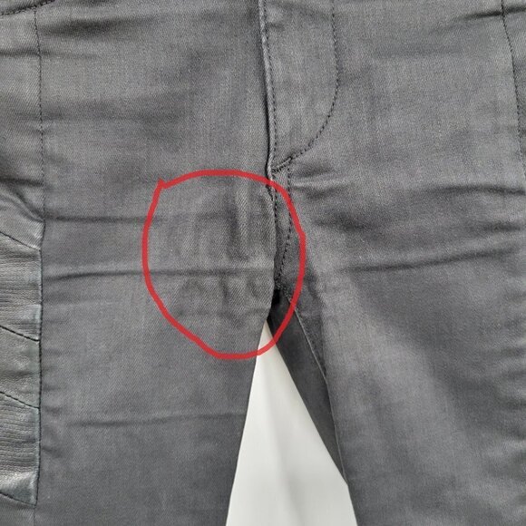 Rag & Bone Women Black Lamb Leather Cotton Low Rise Skinny Moto Jeans Size 24 - Picture 4 of 13